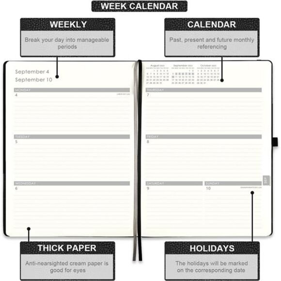 2023 Planner - Planner 2023 with Pen Loop, Inner Pocket, 8.5" x 11" - Black - Picture 4 of 7